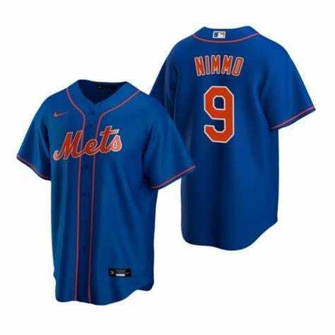 Mens New York Mets 9 Brandon Nimmo Blue Nike Cool Base Jersey Dzhi